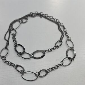 Long Black Necklace With Designs
